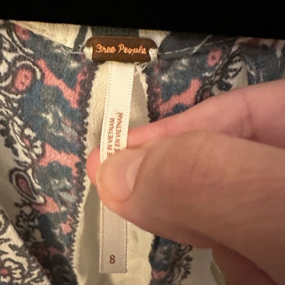 FREE PEOPLE 8 Violet hill ruffle detail V neck Tie boho shabby chic tunic dress - Picture 6 of 15